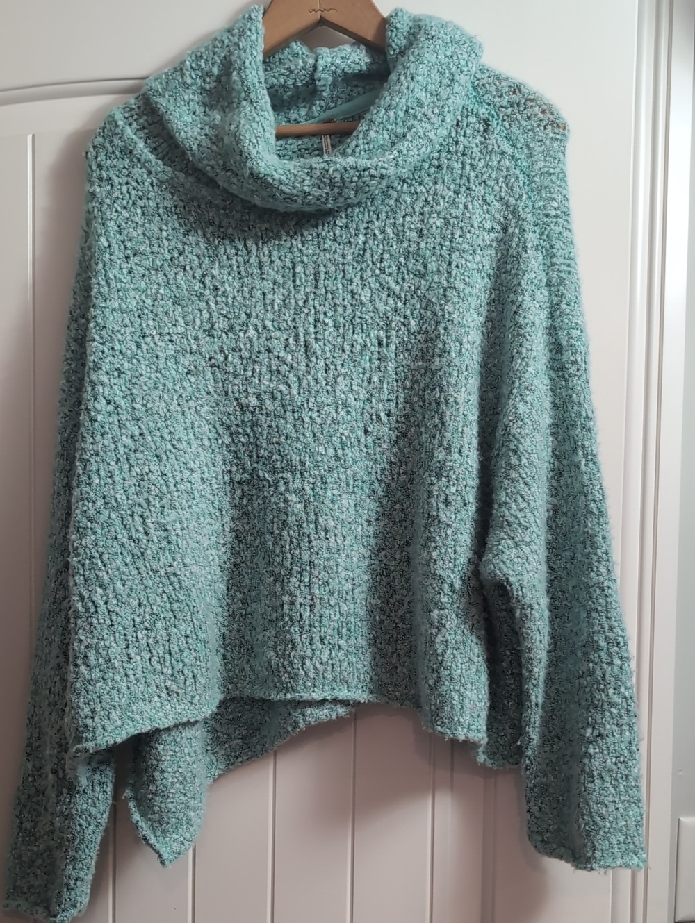 Free People Textured Seafoam Green Cowl Neck Sweater